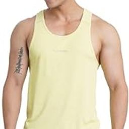 Men's Light Weight Dryfit Sports Tank Top Vest with Reflective Details for Running, Checks Gym & Training-image-15