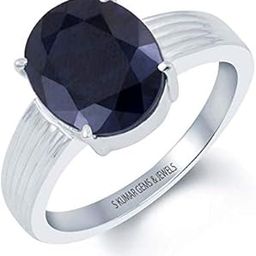 Certified Natural Blue Sapphire Stone (Neelam/Nilam) 3.25 Ratti or 3.00 Ct Gemstone Lab Tested Hallmark Sterling Silver Ring-image-62