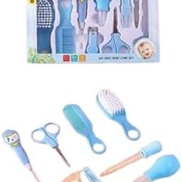 Baby Care Kit, 8-Piece Grooming Set with Nail Clipper, Brush, Comb and Healthcare Tools, Blue (1)-image-84