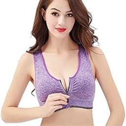 Front Zipper Sports Bra Shockproof Breathable Running Vest Yoga Top Wire Free Fitness Yoga Bra for Women-Purple-36D-image-67
