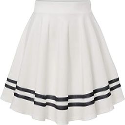 Girl's/Women's Classic Stretchy All Time Trendy Striped Solid Skater Skirts with Attached Inner Shorts-image-33