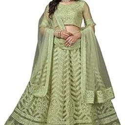 Women's Heavy Net Semi-Stiched Embrodary Lehenga Choli with Dupatta Ready to Wear Bridal Wedding Lehenga Choli for Womens-image-83