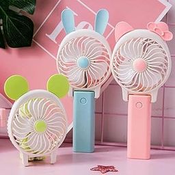 SEAHAVEN Cute Mini Foldable USB Chargeable Fan with Ears 1 pc, Mini Fan, Cute Mini Fan, USB Fan, Cute Bunny Ears Fan | Cute Mini Fans for Girls-22