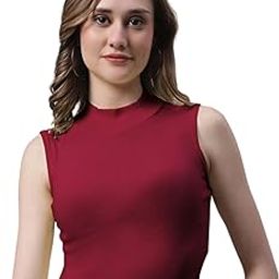 Ribbed High Neck Crop Top for Women Stylish Sleeveless Tank Tops for Women | Non-Padded Cotton Innerwear | Summer Crop Tops for Girls | Basic Solid Camisole Vest Top-image-31