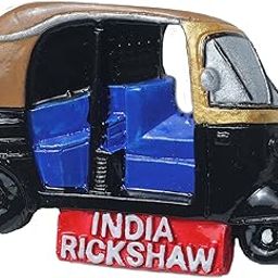 Axsica Handcrafted Indian Auto Rickshaw Fridge Magnet Decor | Realistic Yellow‑Black Tuk Tuk Model | Table Accent, Souvenir, Gift for Travel Enthusiasts, Art & Collectible Showpiece-image-50
