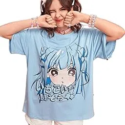 sxv style SXV 'Kawaii Girl’ Printed Cool Aesthetic Oversized Baggy Cotton T-Shirt for Women-picture-43