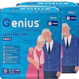 THEGENIUS Adult Pant Styles Diapers Xtra Xtra Large (41"- 56") Extra Soft With Odour Lock - Unisex Diapers (XXL, 20)-image-51