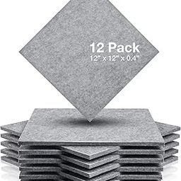 Fstop Labs Soundproofing Insulation, Acoustic Treatment Acoustic Absorption Panel Tiles, 12 X 12 X 0.4 Inches Grey Acoustic - 12 Pack Set-18