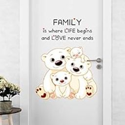 Vinyl Family Bears Door Sticker Ideal for Kids Room, Living Room, Bedroom, Office Bedroom, Nursery Decoration for Baby Boy, Girl Room Dcor (Multicolour, Standard) Pack of 1-16
