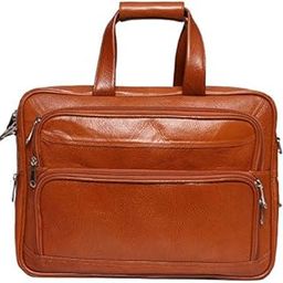 Genuine Leather 16 Inches Messenger Office Bag for Unisex Tan-image-3