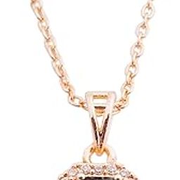 Rose Gold Pendant Black American Diamond Necklace Jewellery For Women & Girls Fashion | Stylish Aesthetic Beguette Shaped Crystal Pendants | Elegant Cute Birthday, Valentines Day, Gifts-53