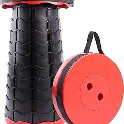 MOMAI IMPEX Portable Telescopic Folding Stool, Retractable Design, Red and Black for Adults Max Load Camping Foldable Stool Seat-image-34