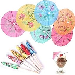 Cocktail Umbrellas for Drinks Party Decoration 25 pcs | Colorful Designer Paper Mocktail Sticks | Tropical Hawaiian Toothpick-image-87