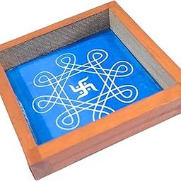 Anciently Swastik Rangoli Stencil Wooden, Rangoli Sacha Wooden, 1 Piece (5x5 Inches)-image-6