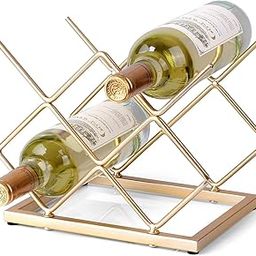 Lavish Craft Wine Bottle Holder - Tabletop Rack for 5 Bottle Storage - Countertop Organizer for Kitchen Home Decor - Red Modern Freestanding Metal Wine Rack (Squire)-image-36