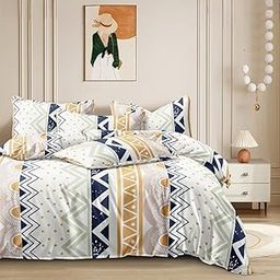Slazie 300 TC Premium Glace Cotton Duvet Cover with Zipper |King Size Razai Cover|Dohar Cover for Double Bed|Quilt Cover |Soft|Summer Friendly|(King Size Dohars) 90x100 Inches|Yellow Waves|NDV 048-image-93