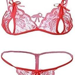 Women's Sexy Net Lace Lingerie Set/Bikini Set/Bra Panty Set for Honeymoon Free Size-image-24