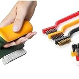 CANIM 4-pcs Set V-Shape Gap 4 in 1 Cleaning Brush, Multifunctional Floor Brush +3 Wire Cleaner Brushes for Gas Stove Kitchen Chimney Burner Cleaner Brushes Set (4 in 1 + 3 Wire Brush)-image-53