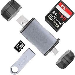 6 in 1 with OTG, SD Card Reader, USB Type C, USB 3.0 and Micro USB, for Memory Card | Portable| Compatible with TF, SD, Micro SD, SDHC, SDXC, MMC, RS-MMC, Micro SDXC (Grey)-20