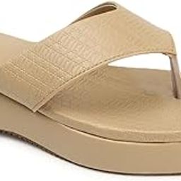 Women's Slip-On Thong Sandals with Quilted Strap, Tan Colour, Platform Heel-image-8