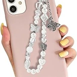 Cute White Butterfly Pearl Crystal Clear Acrylic Flowers Beads Bracelet Phone Charms hangings Handmade Aesthetic for Mobile Cover String Good Luck Lanyard for Women Girls Beaded Wrist Strap-image-94