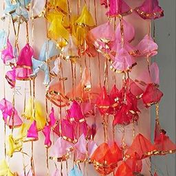 RR Crafts Gota Net Hangings for Decoration, Pack of 10 Garlands for Wedding, Haldi, Event, Decoration Backdrop, Multi Color Hangings 4Ft Each, 134.1 Centimeters-image-76