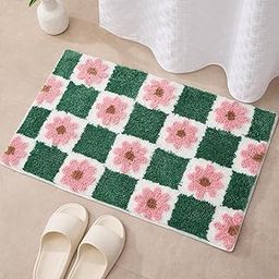 Roseate Iris Super Soft Anti-Skid (40x60 cm) Super Absorbent Mats Microfiber 2000 GSM Mat for Bathroom/Kitchen/Door Mats for Home/Floor Mat (Green) Pack of 1-40