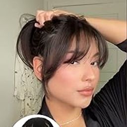 Bangs Hair Clip Human Hair Clip on Bangs Faux Bangs Hairpieces for Women Wispy Fringe Bangs Natural Hair Pieces(Brown)-image-19