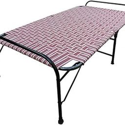 AARAM CHARPAI UDYOG Painted Folding Bed For Sleeping Double Size A1 Niwar|6 Leg Support|Unique Design|Rubber Grips|Round Metal Frame|Portable Bed Multipurpose Lightweight(Multicolor,39 X 72 Inch)-image-5