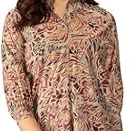 Women's Maroon Silk Blend Floral Printed Top | Western Tops for Women-image-64