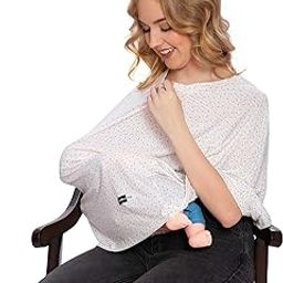 Feather Hug® 360° Premium Nursing Cover for Breastfeeding - Feeding Apron for mom, Stretchy Feeding Cover for Mother, Real Breathable Breast Feeding Cover (Tiny Pink Flowers)-image-63