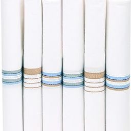 Mens Formal Cotton Pack of 6 Handkerchief in White with colorful stripes-image-15
