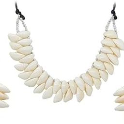 Cowrie Shell Jewellery Set with Matching Earrings, Cotton Dori, Adjustable in size-image-22