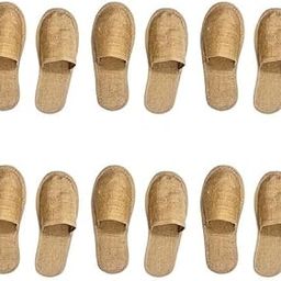 Disposable Jute Slippers, Non-Slip Cotton Closed Toe Spa Slippers for Women and Men Set of 6-picture-5