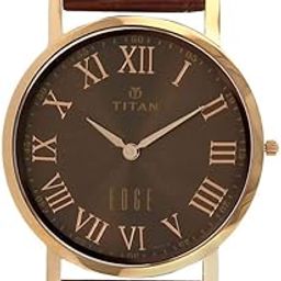 Edge Quartz Analog Brown Dial Leather Strap Watch for Men-NS1595WL03/NT1595WL03-13
