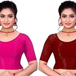 Combo of Dobi Designer HaIf Sleeve Blouses for Women (Pack of 2)-image-53