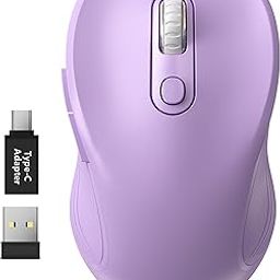 WisFox 2.4G Wireless Mouse for Laptop, Ergonomic Computer Mouse with USB Receiver and Type-C Adapter, 3 Adjustable Levels, 6 Button Cordless Wireless Mice for Windows Mac PC Notebook (Violate)-image-89