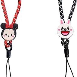 Pack of 2 Portable cartoon face cute nylon finger Strap Mini Small ring Finger short thumb charm Keychain Lanyards Hanging thread holder for Mobile Phone Camera Keys usb drives wallet-picture-12