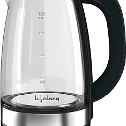 Lifelong Glass Electric Kettle 1.8L | 1350W Kettle with One Key Operation &Cool Touch Handle |Scratch-Proof Borosilicate Glass, LED Light, Auto Shut-Off & Overheat Protection(LLEKG01, Black)-image-3