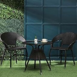 City Outdoor Furniture Garden Patio Chair Sets Wicker Garden Indoor Outdoor Patio Balcony Coffee Table Set Furniture Powder Coated Frame (Brown1)-image-88