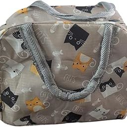 BSB Prime Insulated Lunch Bag for Kids, Women, Men | Leakproof, Keeps Food Secure | Portable Tiffin/Storage Bag for Office, School, Picnic, Travel Reusable Durable, Extra Pocket (Grey - Cute Meow)-image-81