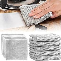 Kgeorix Steel Wire Non Scratch Dish wash Cloth Utensil Cleaner Scrub for Kitchen dishwashing Washing bartan Multipurpose dishwash Cleaning Rags. (Silver) - Pack of 5-image-93