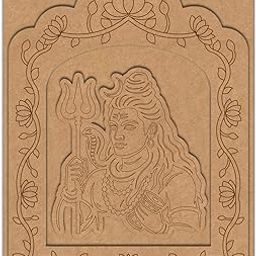 WRAPPING STUDIO Pre-Marked MDF Lord Shiv Ji Cutout in Jharokha Design with Hanging Hook & Water Color for DIY Craft, Lippan Art, Painting (12 Inch)-image-29