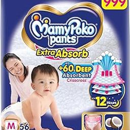 MamyPoko Pants Extra Absorb Baby Diapers, Medium (M), 56 Count, 7-12kg-image-63