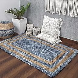 ALBY® Handwoven Natural Fiber Braided Carpet Mats | Reversible Floor Covering Carpets Rug Mat | Anti Slip Backing Heavy Carpet Runner for Living Room Bedroom (3 x 5 FT, ''Denim'')-picture-12