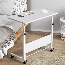 Torche ironwood Multipurpose Height Adjustable Movable Table for Computer & Laptop Table with Wheels (Big-Pearl White)-0