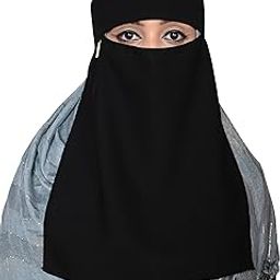 Black Niqab with Piping Nose Piece - Sleek | Women's Face Hijab For Naqab, Comfortable, and Stylish for Everyday Wear-image-39
