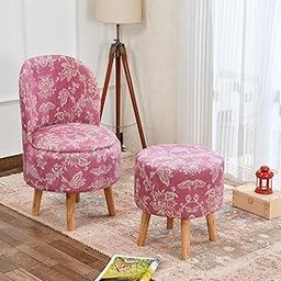 NACIA Printed Ottoman Pouffes Chair Stool for Living Room Furniture Sitting Dressing Table Pouf Sofa Puffy Stool Room, Pouffes for Sitting Foot Rest, (18x32 Inch, Pink)-image-72