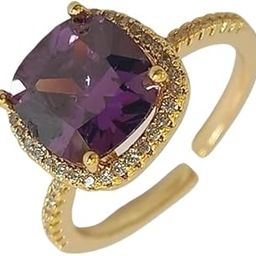 Amethyst Aura Crown Ring | Adjustable Gold Ring with Royal Purple Stone | Fashion Jewelry for Girls & Women-image-54