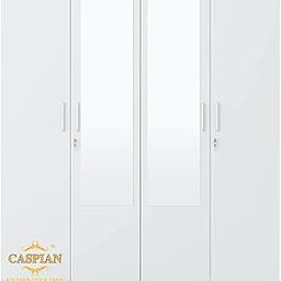 CASPIAN Engineered Wood Furniture Super White 4 Door Wardrobe with 2 Mirrors| Wardrobe for 2 Persons |Drawers and Lock, 3 Shelves and Hanging Space for Clothes(60" *21* "75 Inch)-15